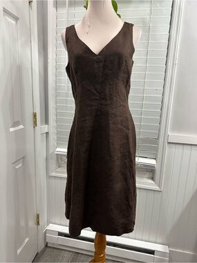Talbots Brown V-Neck Midi Dress